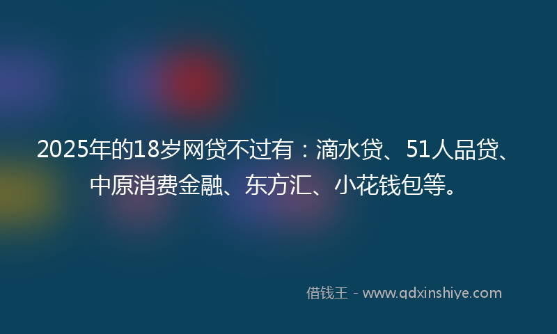2025年的18岁网贷不过有：滴水贷、51人品贷、中原消费金融、东方汇、小花钱包等。