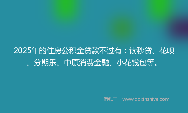2025年的住房公积金贷款不过有：读秒贷、花呗、分期乐、中原消费金融、小花钱包等。