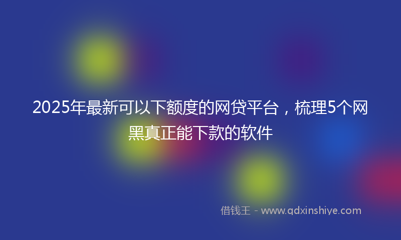 2025年最新可以下额度的网贷平台，梳理5个网黑真正能下款的软件