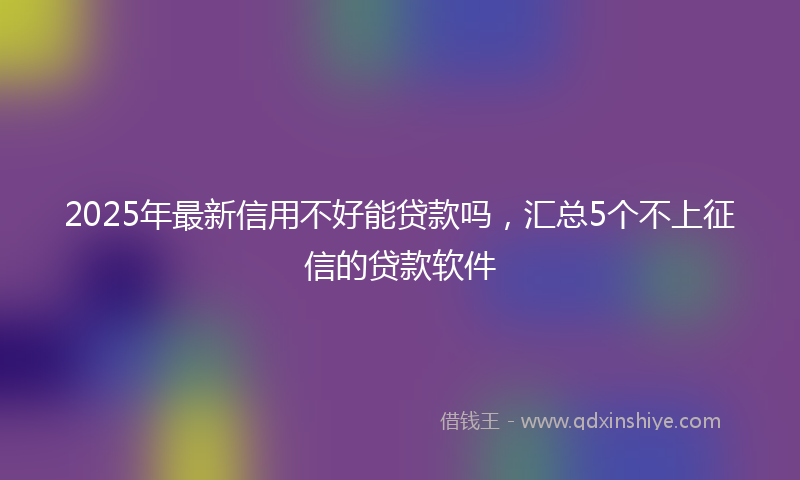 2025年最新信用不好能贷款吗，汇总5个不上征信的贷款软件