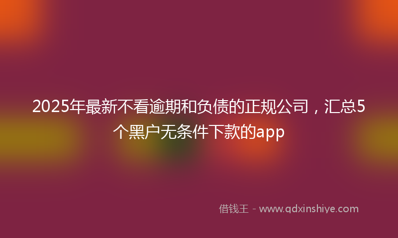 2025年最新不看逾期和负债的正规公司，汇总5个黑户无条件下款的app