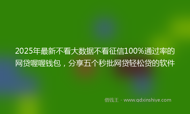 2025年最新不看大数据不看征信100%通过率的网贷喔喔钱包，分享五个秒批网贷轻松贷的软件