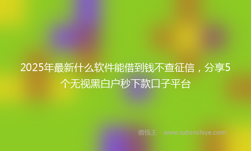 2025年最新什么软件能借到钱不查征信，分享5个无视黑白户秒下款口子平台