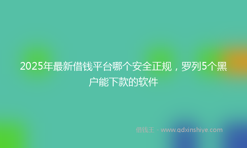 2025年最新借钱平台哪个安全正规，罗列5个黑户能下款的软件
