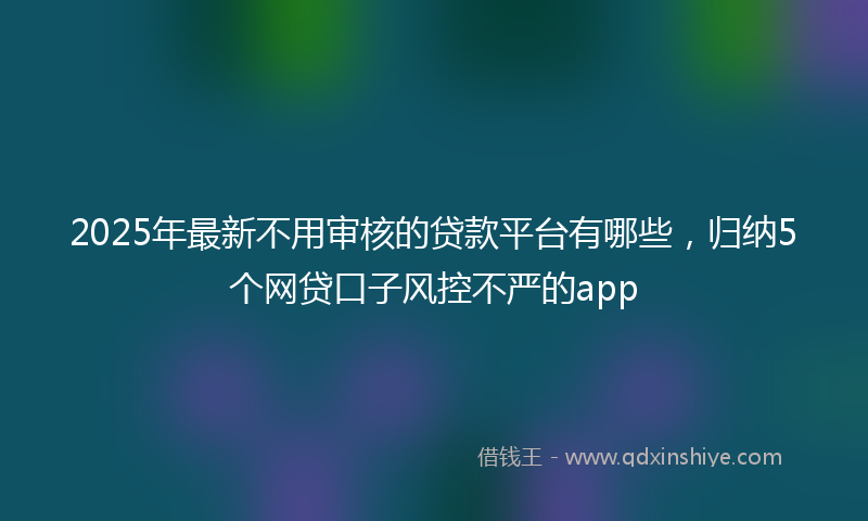 2025年最新不用审核的贷款平台有哪些，归纳5个网贷口子风控不严的app