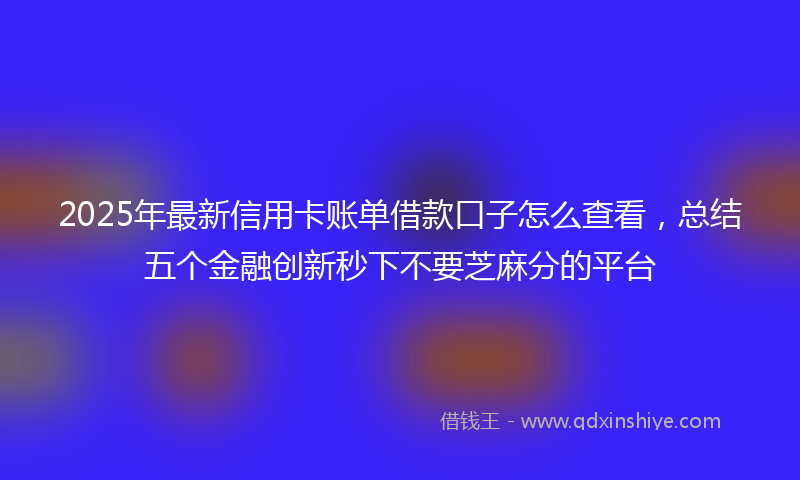 2025年最新信用卡账单借款口子怎么查看，总结五个金融创新秒下不要芝麻分的平台