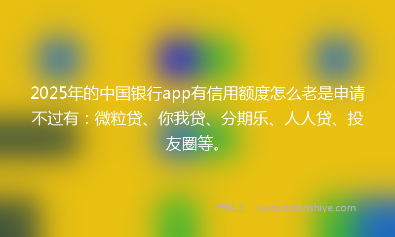 2025年的中国银行app有信用额度怎么老是申请不过有：微粒贷、你我贷、分期乐、人人贷、投友圈等。