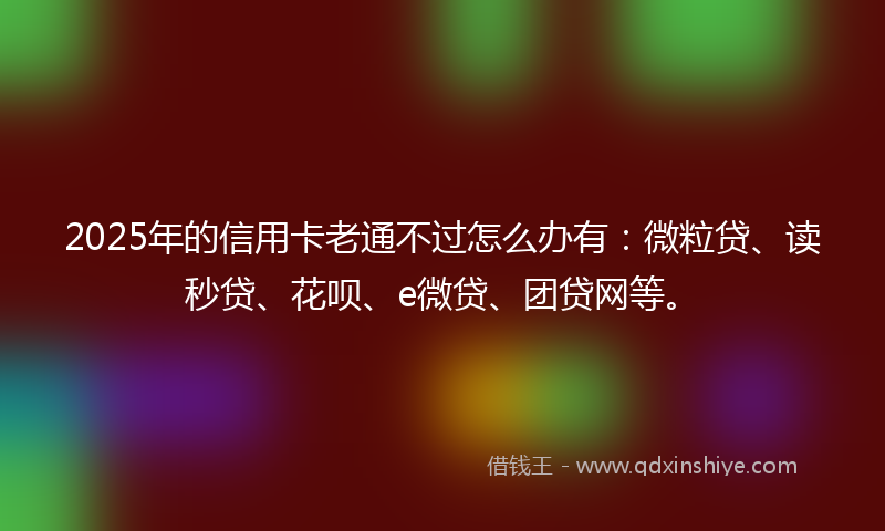 2025年的信用卡老通不过怎么办有：微粒贷、读秒贷、花呗、e微贷、团贷网等。