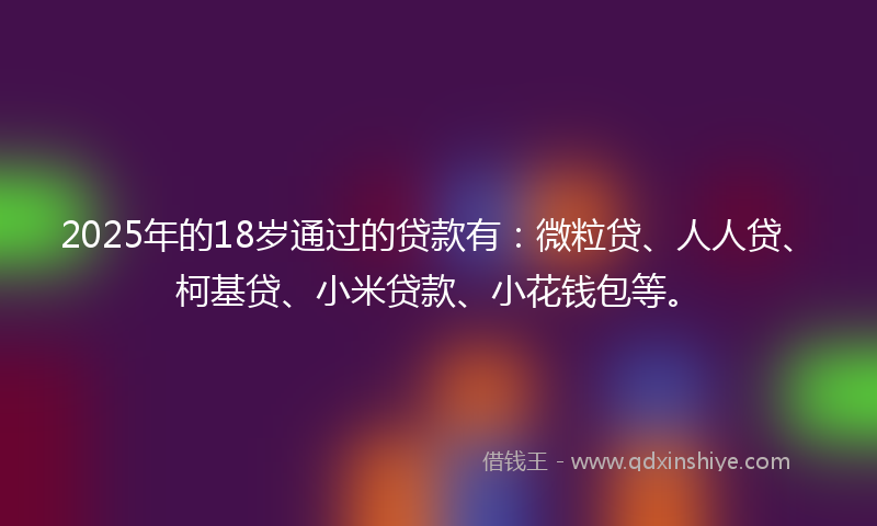 2025年的18岁通过的贷款有：微粒贷、人人贷、柯基贷、小米贷款、小花钱包等。