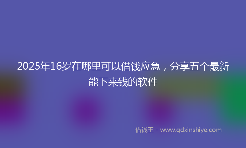 2025年16岁在哪里可以借钱应急，分享五个最新能下来钱的软件