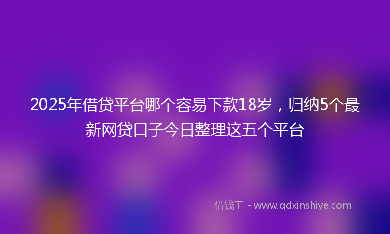 2025年借贷平台哪个容易下款18岁，归纳5个最新网贷口子今日整理这五个平台