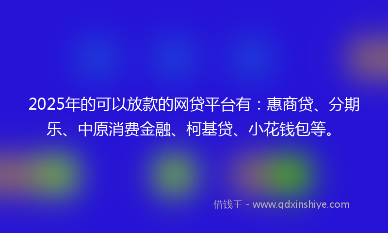 2025年的可以放款的网贷平台有：惠商贷、分期乐、中原消费金融、柯基贷、小花钱包等。