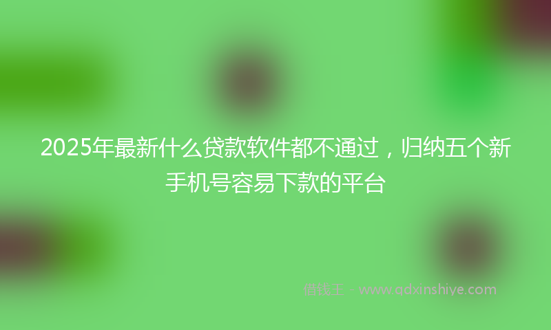 2025年最新什么贷款软件都不通过，归纳五个新手机号容易下款的平台