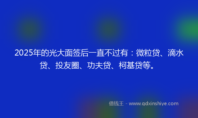 2025年的光大面签后一直不过有：微粒贷、滴水贷、投友圈、功夫贷、柯基贷等。