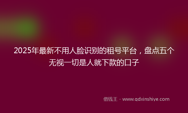 2025年最新不用人脸识别的租号平台，盘点五个无视一切是人就下款的口子