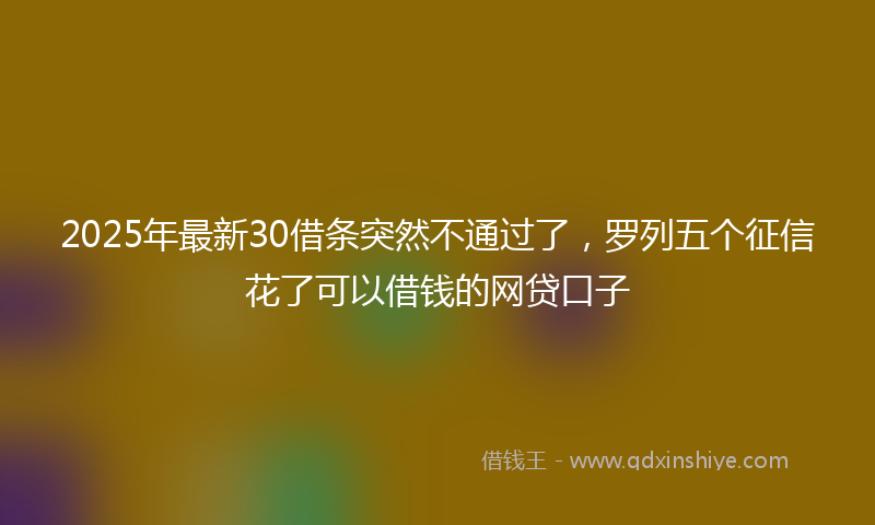 2025年最新30借条突然不通过了，罗列五个征信花了可以借钱的网贷口子