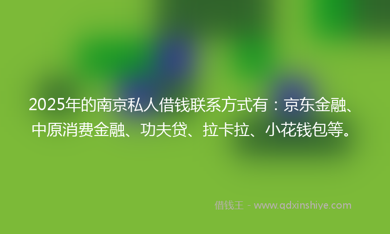 2025年的南京私人借钱联系方式有：京东金融、中原消费金融、功夫贷、拉卡拉、小花钱包等。