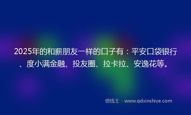 2025年的和薪朋友一样的口子有：平安口袋银行、度小满金融、投友圈、拉卡拉、安逸花等。