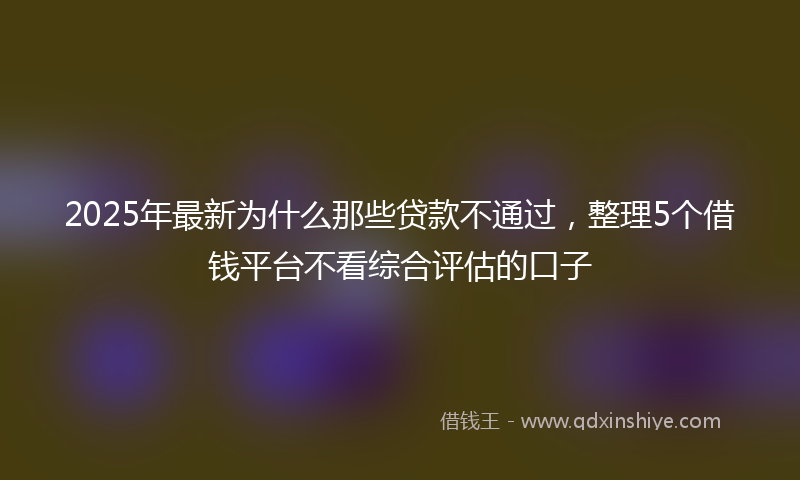 2025年最新为什么那些贷款不通过，整理5个借钱平台不看综合评估的口子