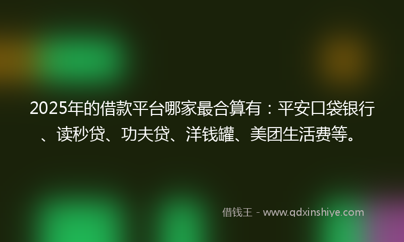 2025年的借款平台哪家最合算有：平安口袋银行、读秒贷、功夫贷、洋钱罐、美团生活费等。
