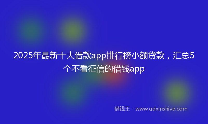 2025年最新十大借款app排行榜小额贷款，汇总5个不看征信的借钱app