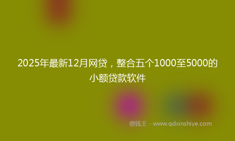 2025年最新12月网贷，整合五个1000至5000的小额贷款软件