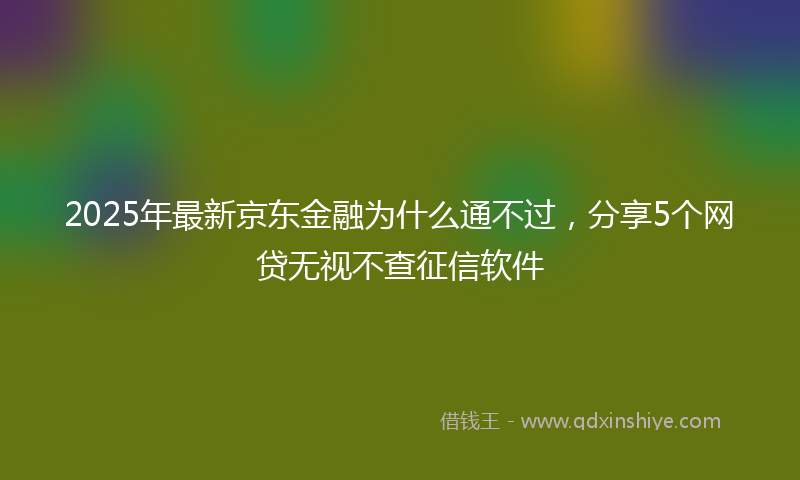 2025年最新京东金融为什么通不过，分享5个网贷无视不查征信软件