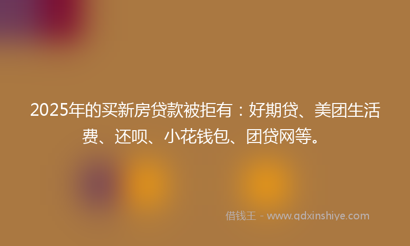 2025年的买新房贷款被拒有：好期贷、美团生活费、还呗、小花钱包、团贷网等。