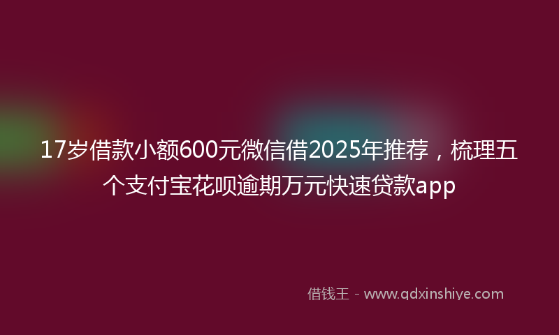 17岁借款小额600元微信借2025年推荐，梳理五个支付宝花呗逾期万元快速贷款app