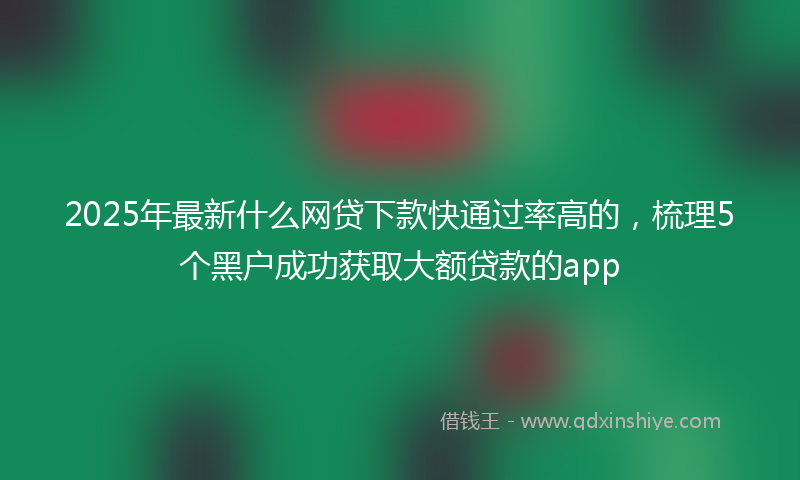 2025年最新什么网贷下款快通过率高的，梳理5个黑户成功获取大额贷款的app