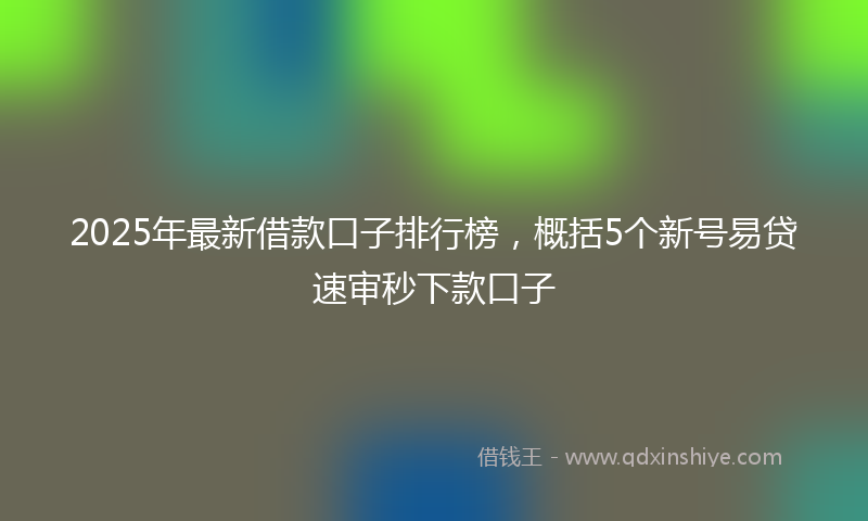 2025年最新借款口子排行榜，概括5个新号易贷速审秒下款口子