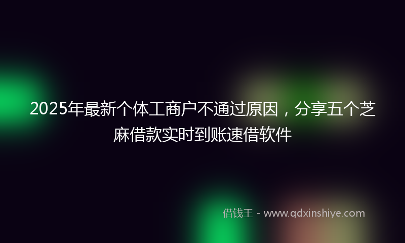 2025年最新个体工商户不通过原因，分享五个芝麻借款实时到账速借软件