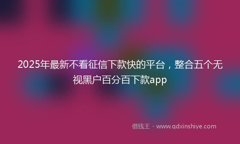 2025年最新不看征信下款快的平台，整合五个无视黑户百分百下款app