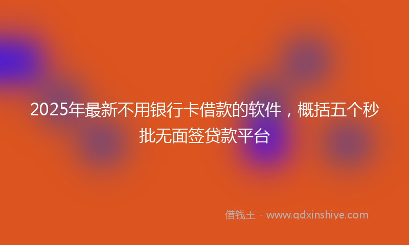 2025年最新不用银行卡借款的软件，概括五个秒批无面签贷款平台