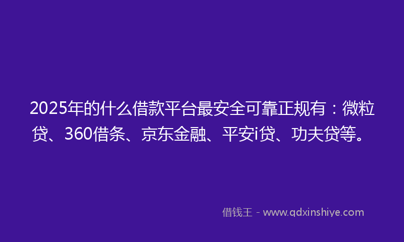 2025年的什么借款平台最安全可靠正规有：微粒贷、360借条、京东金融、平安i贷、功夫贷等。