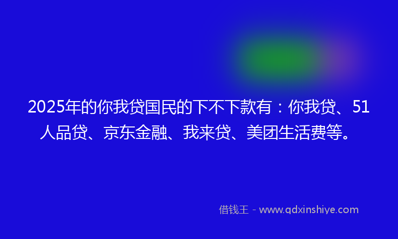 2025年的你我贷国民的下不下款有：你我贷、51人品贷、京东金融、我来贷、美团生活费等。