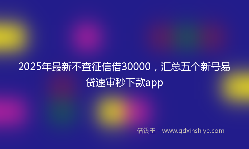 2025年最新不查征信借30000，汇总五个新号易贷速审秒下款app