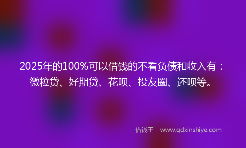2025年的100%可以借钱的不看负债和收入有：微粒贷、好期贷、花呗、投友圈、还呗等。