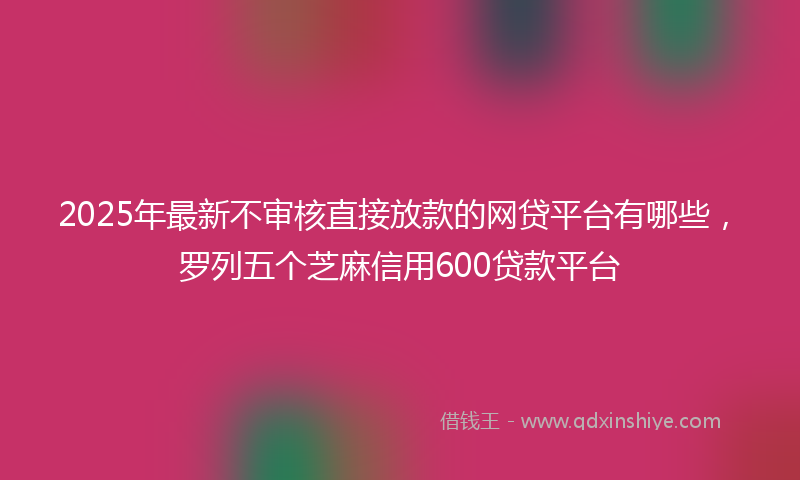 2025年最新不审核直接放款的网贷平台有哪些，罗列五个芝麻信用600贷款平台