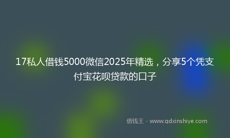 17私人借钱5000微信2025年精选，分享5个凭支付宝花呗贷款的口子