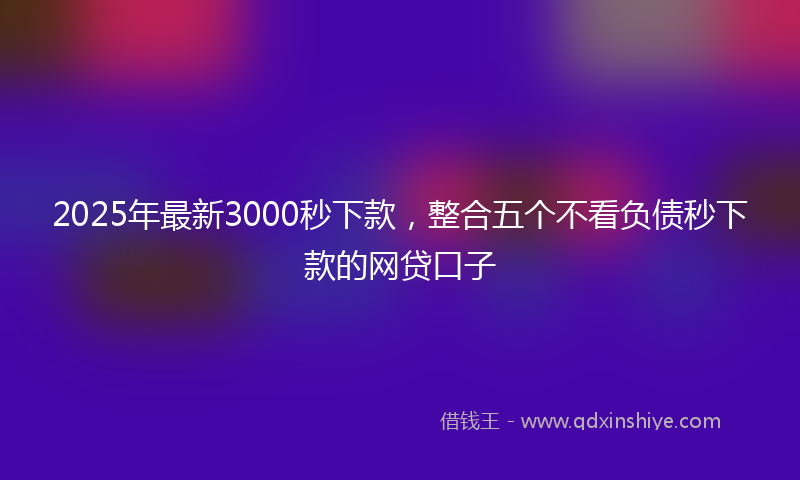 2025年最新3000秒下款，整合五个不看负债秒下款的网贷口子
