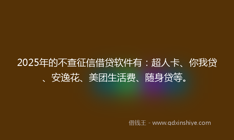 2025年的不查征信借贷软件有：超人卡、你我贷、安逸花、美团生活费、随身贷等。