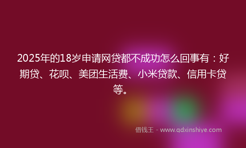 2025年的18岁申请网贷都不成功怎么回事有：好期贷、花呗、美团生活费、小米贷款、信用卡贷等。