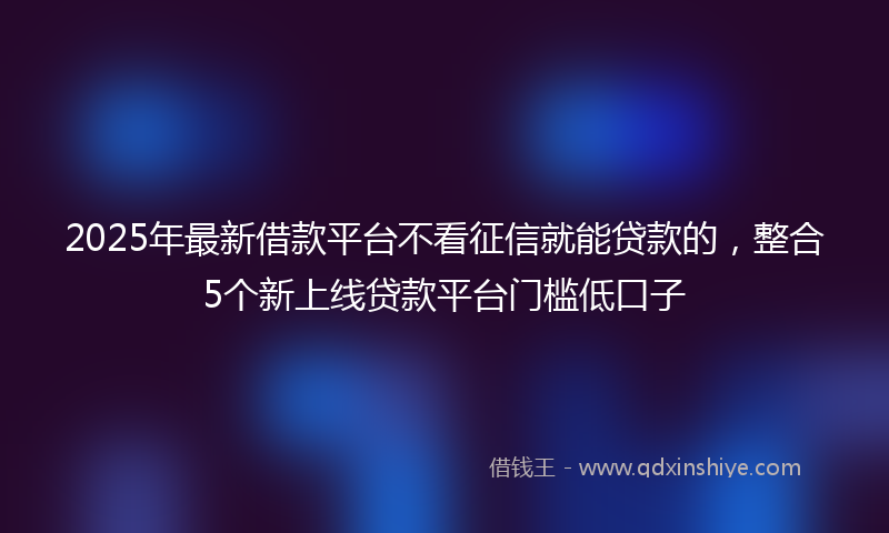 2025年最新借款平台不看征信就能贷款的，整合5个新上线贷款平台门槛低口子
