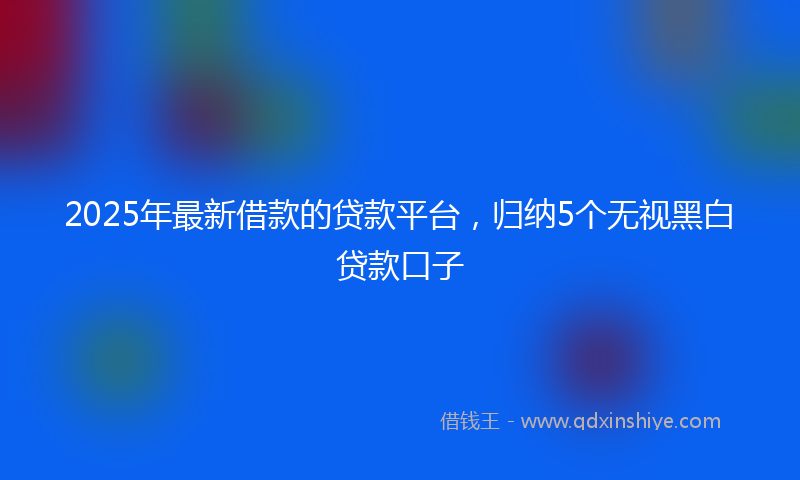 2025年最新借款的贷款平台，归纳5个无视黑白贷款口子