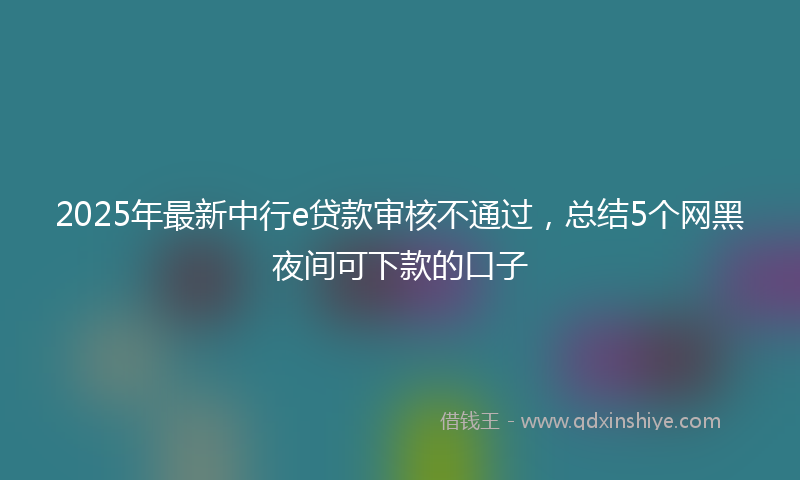2025年最新中行e贷款审核不通过，总结5个网黑夜间可下款的口子