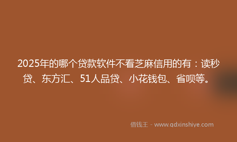 2025年的哪个贷款软件不看芝麻信用的有：读秒贷、东方汇、51人品贷、小花钱包、省呗等。