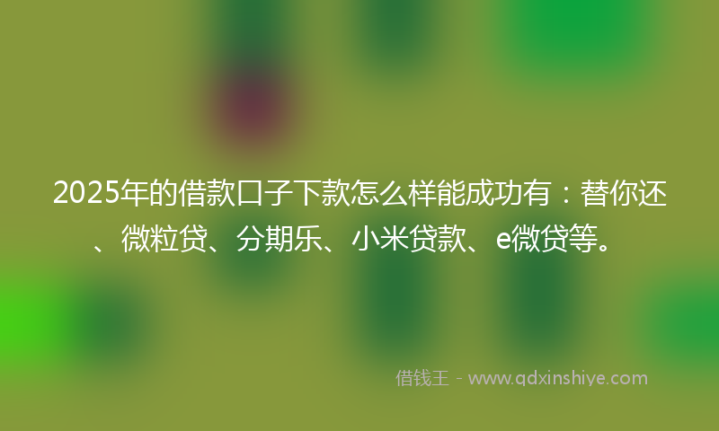 2025年的借款口子下款怎么样能成功有：替你还、微粒贷、分期乐、小米贷款、e微贷等。