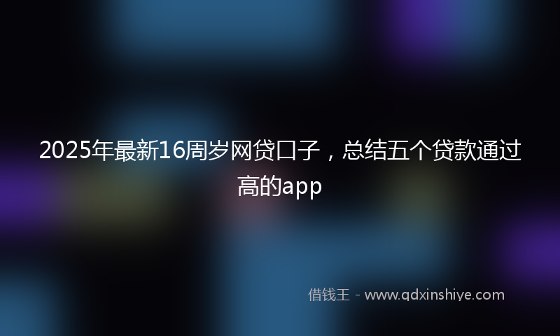 2025年最新16周岁网贷口子，总结五个贷款通过高的app
