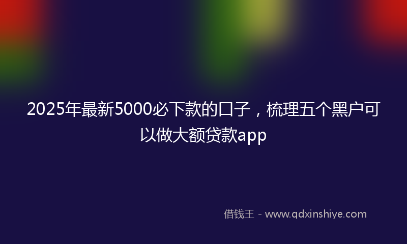2025年最新5000必下款的口子，梳理五个黑户可以做大额贷款app